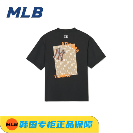 韩国MLB正品短袖宽松背后大LOGO运动半袖男女同款情侣时尚字母T恤