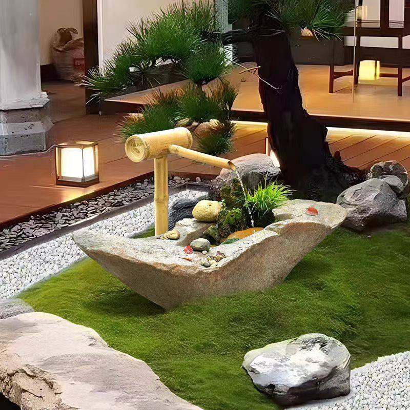 中式户外循环水喷泉庭院生财造景创意元宝养鱼池石槽水景流水摆件