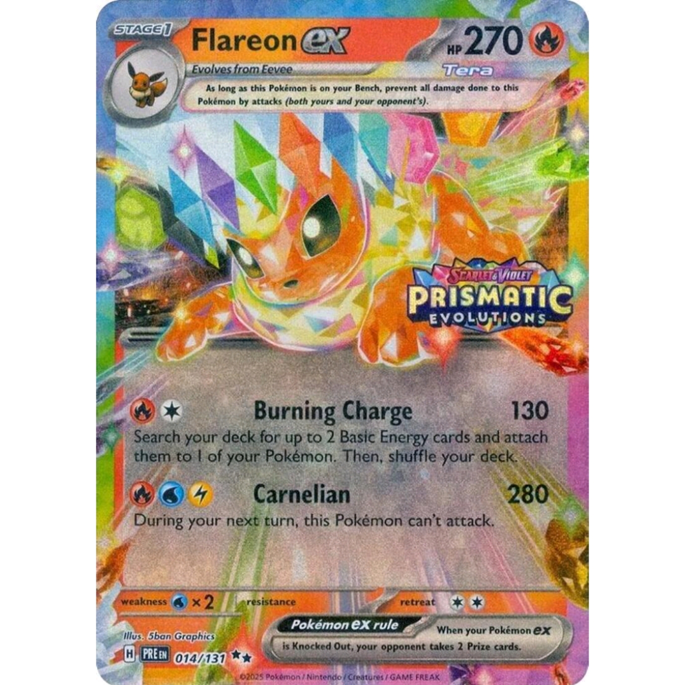 美版英文PTCG宝可梦卡牌棱镜进化PRE 014 火伊布Flareon ex stamp