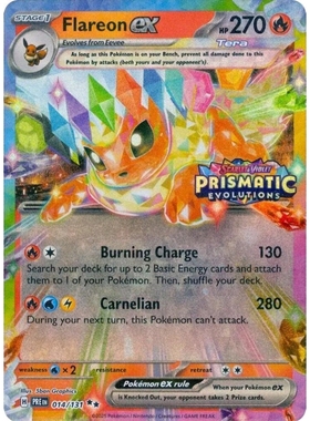 美版英文PTCG宝可梦卡牌棱镜进化PRE 014 火伊布Flareon ex stamp