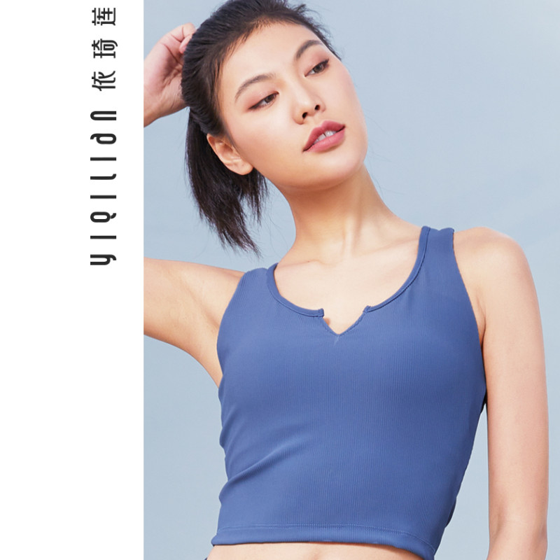 依琦莲瑜伽服夏季新款显瘦背心短宽带专业普拉提训练服健身上衣