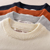 毛衫 班比纳秋童装 打底衫 男童毛衣纯棉大童儿童针织毛衫 粗线 冬新款