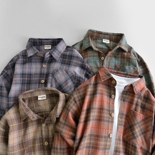 班比纳童装儿童衬衫长袖纯棉