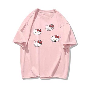 T0147-P25 2025春夏新款抖音 卡通Kitty猫纯棉短袖T恤潮图片