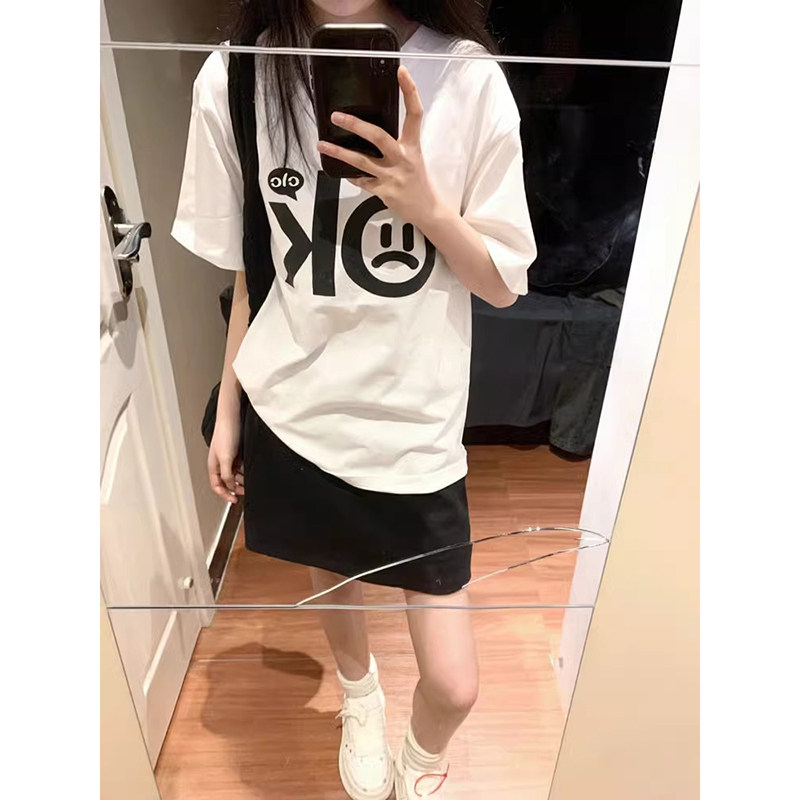 T049-P25春夏新款纯棉短袖T恤潮24新款字母简约设计全棉T,女装T恤,星座617A-2