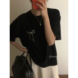 T0273-P252025新款简约蝴蝶结手绘印花全棉T春夏宽松印花短袖T，男装T恤，星座617A-2