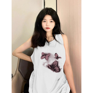 TB0244-P25 春夏季宽松纯棉印花无袖背心女图片
