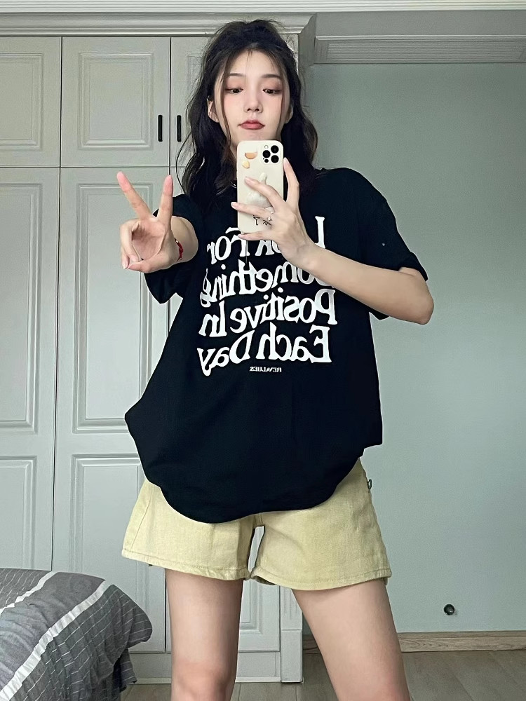 T0944-P25法式小众趣味字母印花短袖T恤男女款情侣百搭,女装T恤,星座617A-2