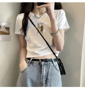T002-P35  S-XL码短款修身短袖T恤女夏装上衣图片