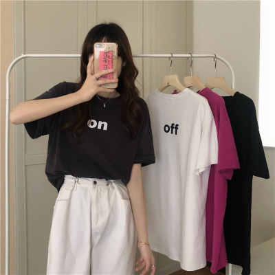 T04-P25白色短袖T恤女夏季2024红宽松洋气学生百搭上衣,女装T恤,星座617A-2