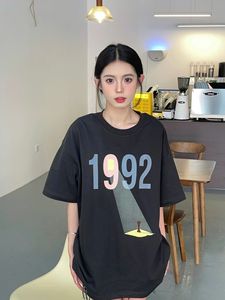 T0144-P25 纯色T恤潮 纯棉印花宽松夏季男女装短袖T图片