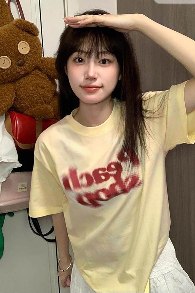 T099-P25美式复古字母设计全棉印花短袖宽松版男女同款,男装T恤,星座617A-2