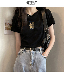 T002-P35  S-XL码短款修身短袖T恤女夏装上衣图片