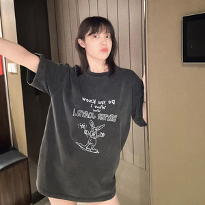 T0236-P25 抖音春夏大码纯棉短袖T恤 男女同款宽松版图片