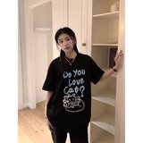 T0922-P25慵懒风卡通猫咪印花短袖T恤，女装T恤，星座617A-2