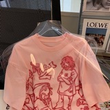 T0377-P302025春夏新款纯棉短袖圆领印花宽松百搭大码女装T…，女装大码女装，星座617A-2