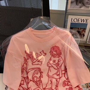 T0377-P30 2025春夏新款纯棉短袖 圆领印花宽松百搭大码女装T…图片