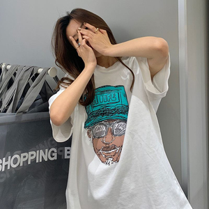 T0119-P25 复古短袖t恤女宽松休闲韩版bf原宿风hiphop上衣图片