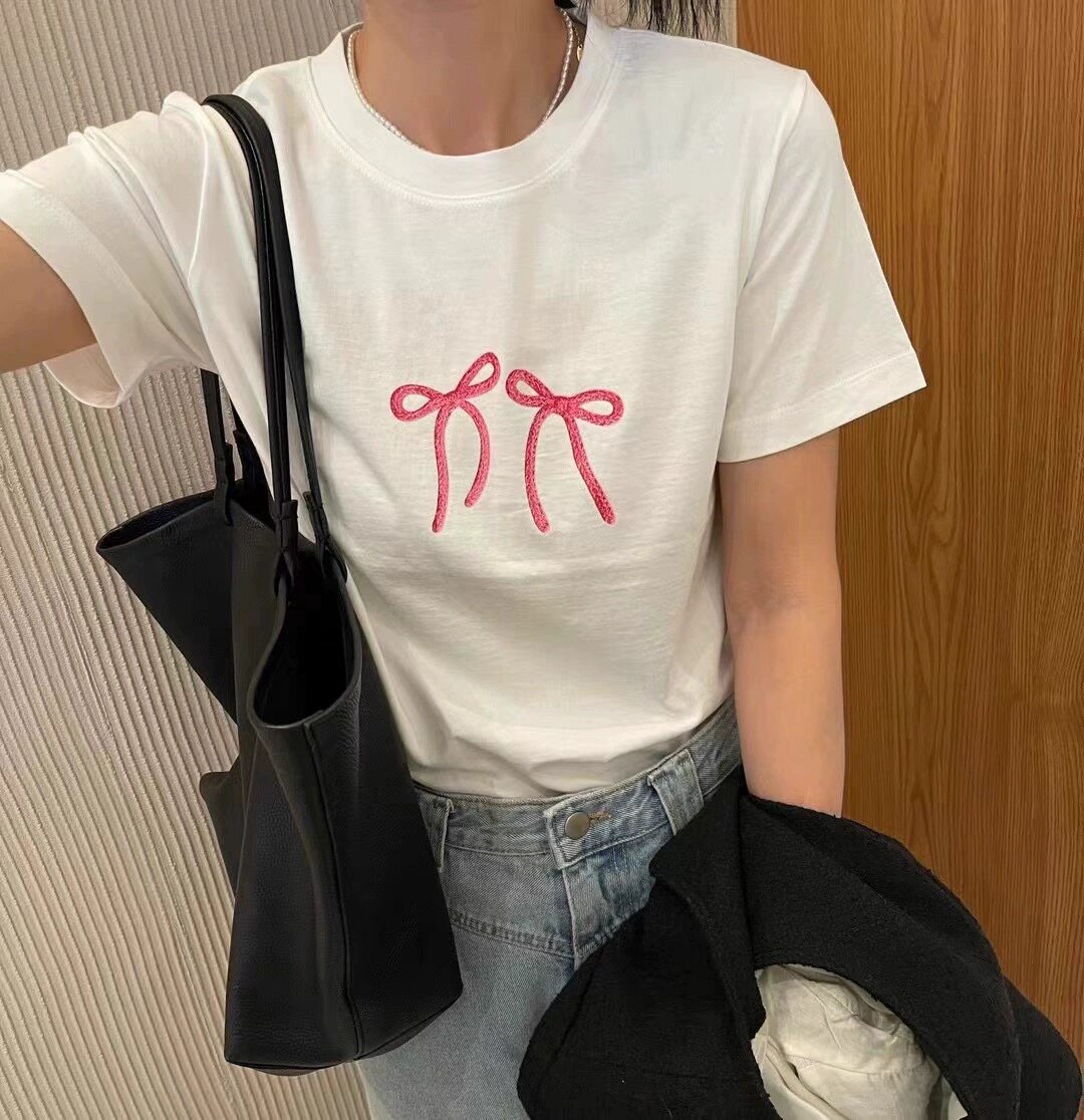 T0274-P25春夏宽松正肩印花短袖T恤可爱减龄蝴蝶结印花,女装T恤,星座617A-2