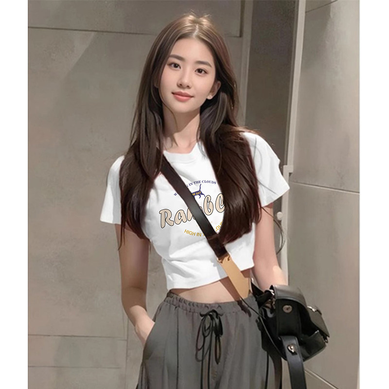 T0058-P35  春夏修身短袖短T恤 甜美减龄短款全棉T图片