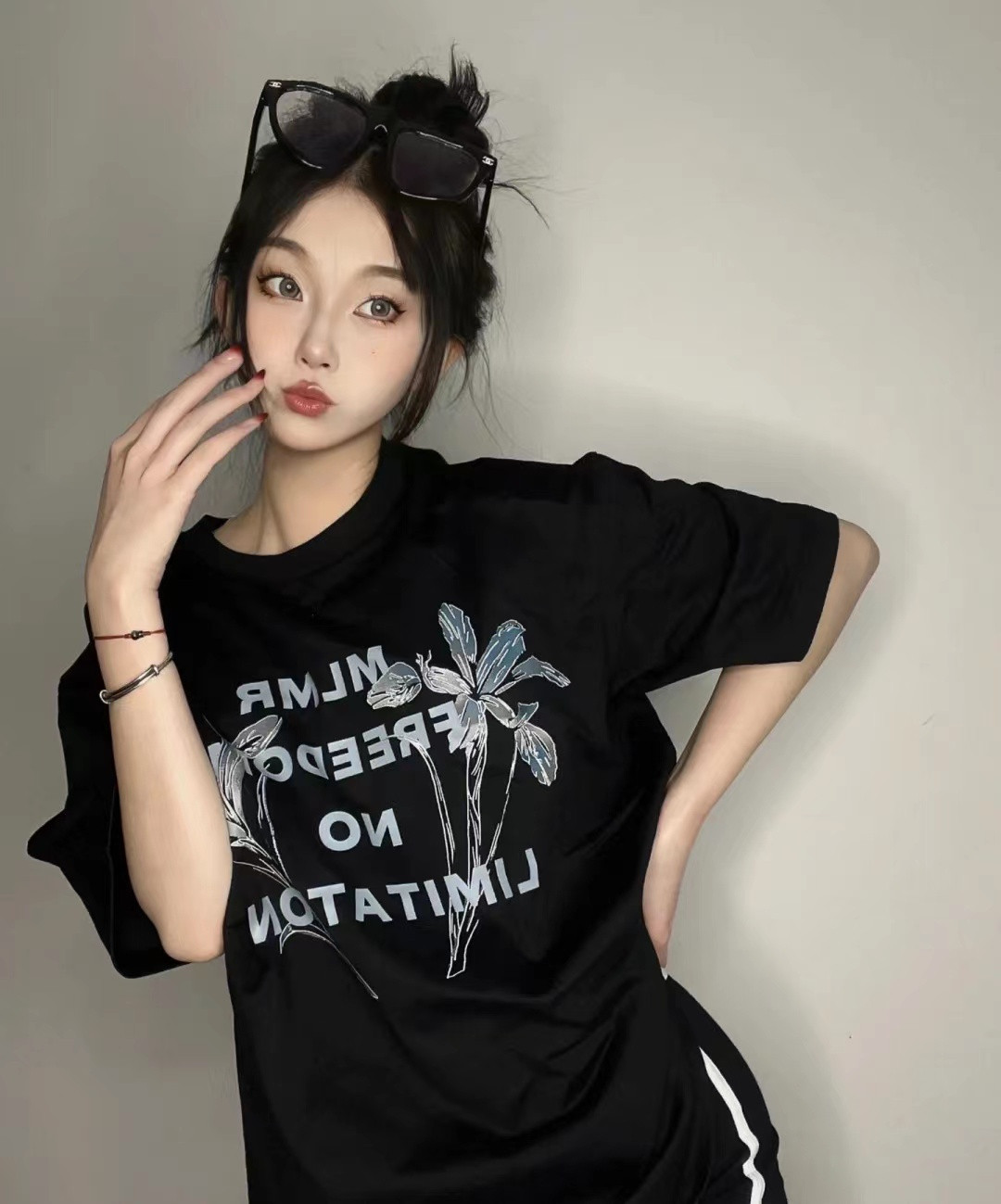 T0954-P25美术生写意艺术花朵纯棉印花T纯棉短袖t恤女潮,女装T恤,星座617A-2