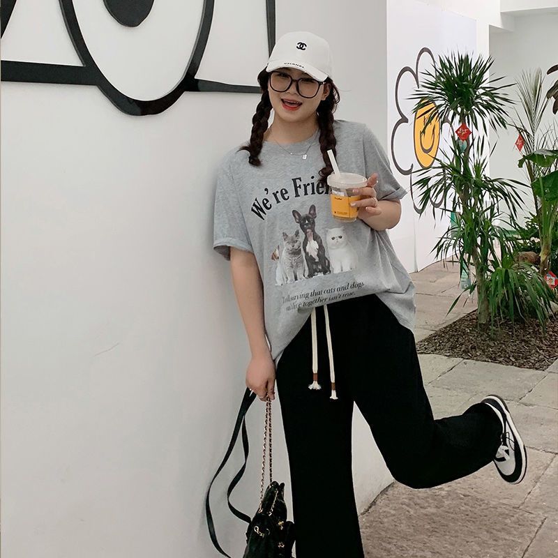 T0320-P25夏装宽松休闲猫咪百搭卡通打底T恤印花半袖上衣女,女装T恤,星座617A-2