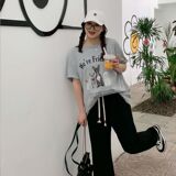 T0320-P25夏装宽松休闲猫咪百搭卡通打底T恤印花半袖上衣女，女装T恤，星座617A-2