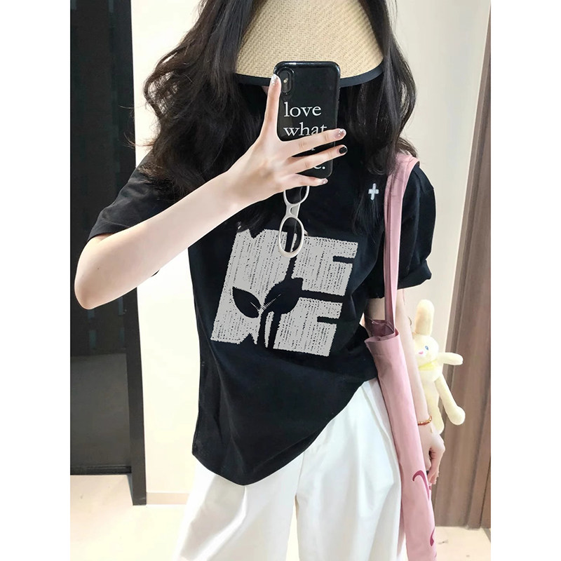 T0133-P25春夏新款纯棉短袖T恤女简约印花全棉T,女装T恤,星座617A-2