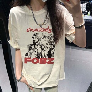 T0153-P25 100%纯棉短袖T恤宽松百搭美式潮牌男女同款休闲上衣图片