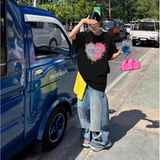 T0225-P25网红情侣装爱心短袖T恤24新款潮牌高级感宽松百搭上衣，女装T恤，星座617A-2