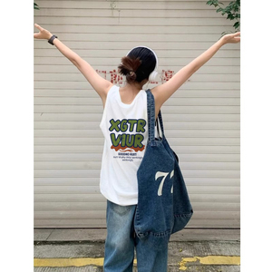 TB0971-P25男女款春夏季宽松纯棉印花无袖背心女