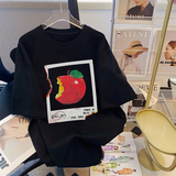 T0264-P25新款100%棉精梳纯棉水果印花夏装短袖T恤女宽松韩版，女装T恤，星座617A-2