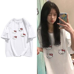 T0147-P25 2025春夏新款抖音 卡通Kitty猫纯棉短袖T恤潮图片