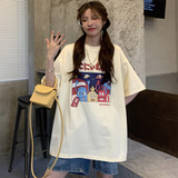 T0195-P25趣味卡通印花纯棉短袖抖音宽松版型T恤，女装T恤，星座617A-2