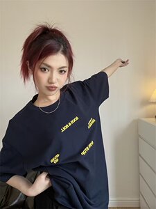 T0921-P25 纯棉包边领2025春夏季新款精梳棉休闲圆领纯棉短袖t恤图片
