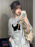 T0327-P25爱宠人士猫猫印花圆领短袖T恤春夏季新款上衣，女装T恤，星座617A-2