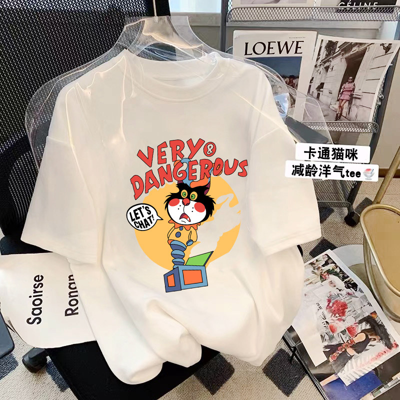 T0163-P25 2025春夏新款短袖 趣味u卡通印花T恤女图片