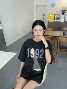 T0144-P25 纯色T恤潮 纯棉印花宽松夏季男女装短袖T图片