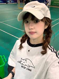 T0959-P35 高品质纯棉  印花三条杠落肩短袖t恤女图片