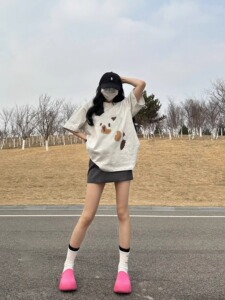 T0968-P25 S-XXXL夏装短袖T恤女 纯棉印花短袖T图片