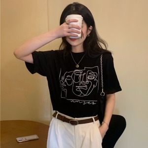 T0988-P25短袖T恤女超火cec夏ins潮宽松学生白色大码百搭上衣,红色羊毛裤怎么搭配上衣图片