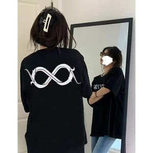 T0924-P25 高质量纯棉韩版个性宽松慵懒短袖上衣图片