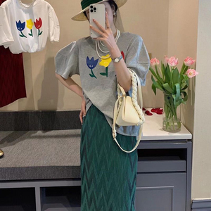 T0117-P25 短袖t恤女夏季24新款宽松韩版闺蜜装印花上衣ins…图片