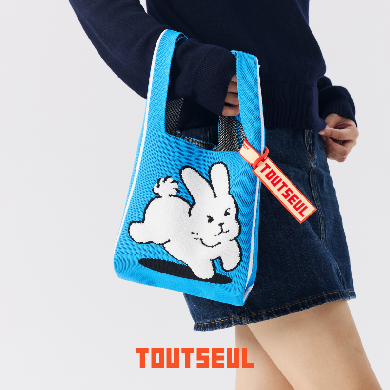 TOUTSEUL蓝色毛绒兔子手提包
