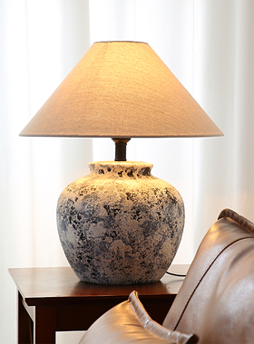 侘寂风陶罐艺术日式台灯设计师客厅卧室复古装饰民宿酒店陶瓷台灯