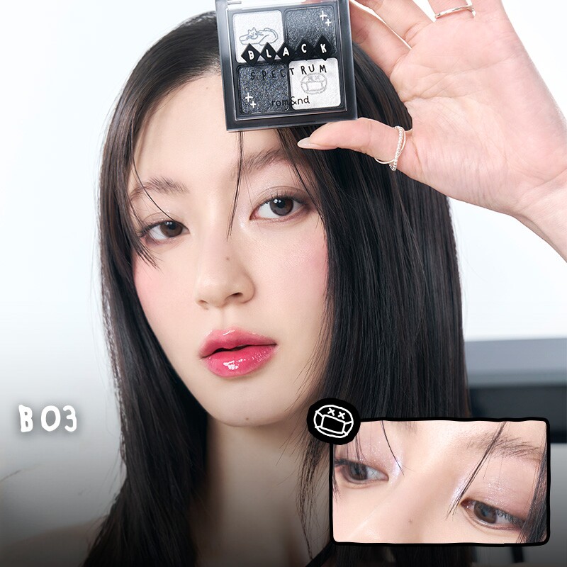 rom&nd联名四色眼影盘不飞粉珠光图片
