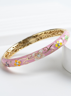 时尚复古女铜掐丝珐琅景泰蓝手镯