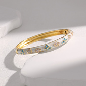 北京景泰蓝手镯女细圆形珐琅彩活口时尚 镀金复古风百搭风送礼闺蜜