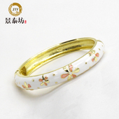 正宗北京景泰蓝手镯女小圈时尚 镀金珐琅掐丝圆形开口简约复古小花