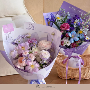 三八女神节原创设计紫韵天成系列包装 新款 纸鲜花包花纸 欢喜物